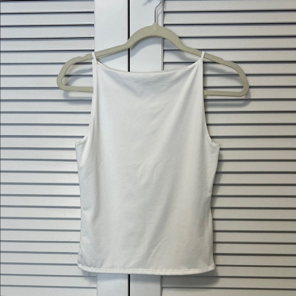 Classic White Women's Strappy Top - Minimal Boat Neck
